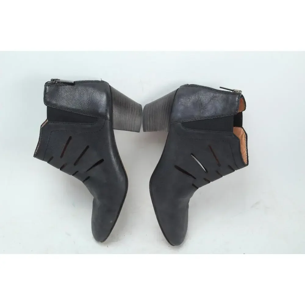 aquatalia booties cut out blue navy leather bootie ankle boots sz 8